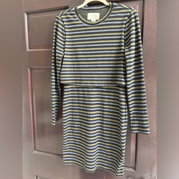 Nicole Miller atelier striped one piece dress with top overlay stunning! - Picture 1 of 3